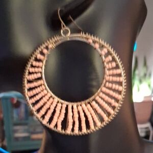 Elegant Pink Beaded Hoop Earrings